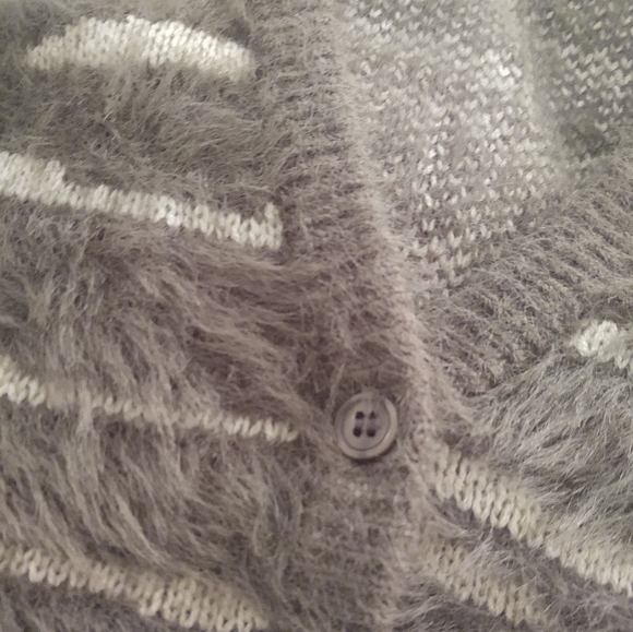 Beautiful Chocolate Brown &Tan Fuzzy Cardigan Sweater New - Picture 6 of 7